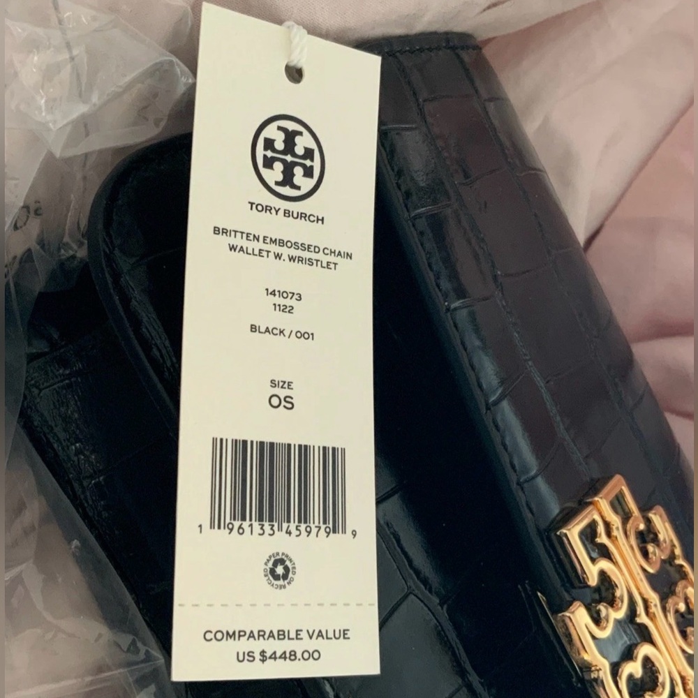 NWT TORY BURCH BRITTEN CROC EMBOSSED CROSSBODY/WALLET ON A CHAIN - Picture 13 of 13